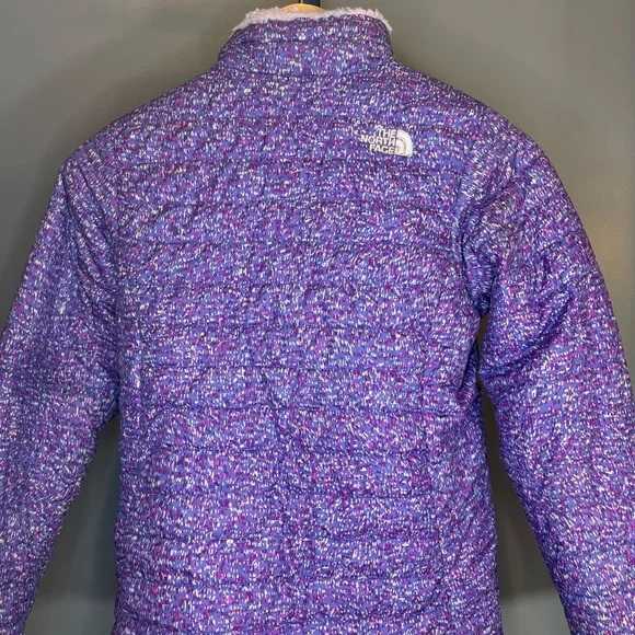 The North Face Girls Reversible Jacket Purple Puffer Fleece Coat Size L (14/16) - Picture 16 of 16